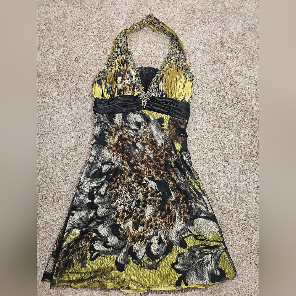 Elegant Multicolor Halter Dress